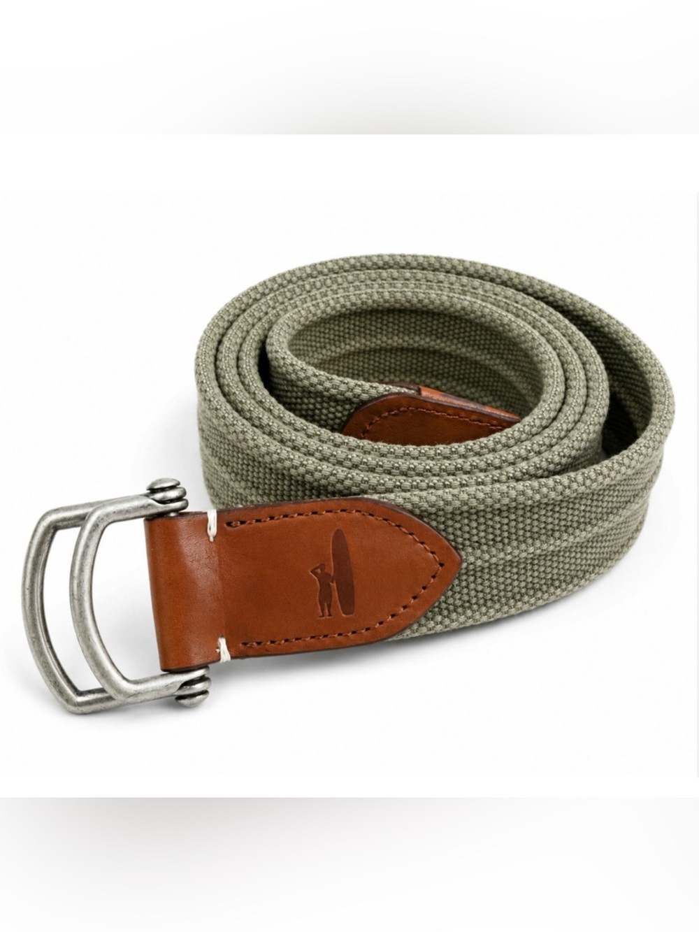 NEW JOHNNIE-O MENS PINE GREEN BRENTWOOD WASHED CANVAS D-RING BELT GOLF SZ M